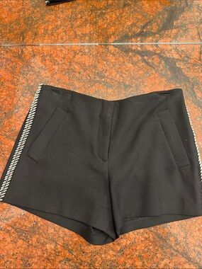 Zara Black High-Waist Tailored Shorts with Braided Side Trim